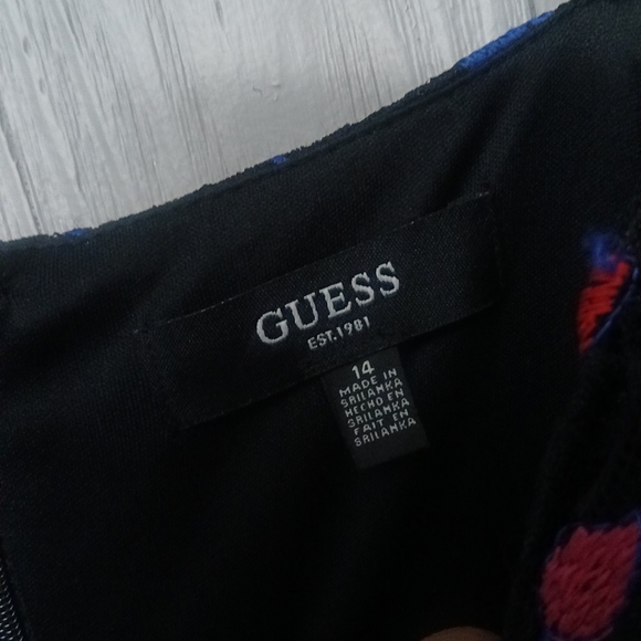 Guess Black Floral Midi Dress Embriodered Lace Size 14 - Picture 6 of 9